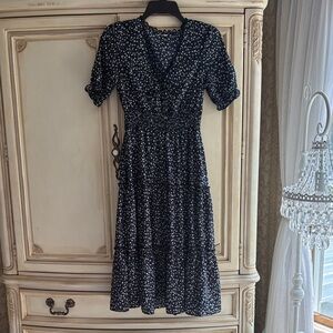 Elegant Navy Floral Dress